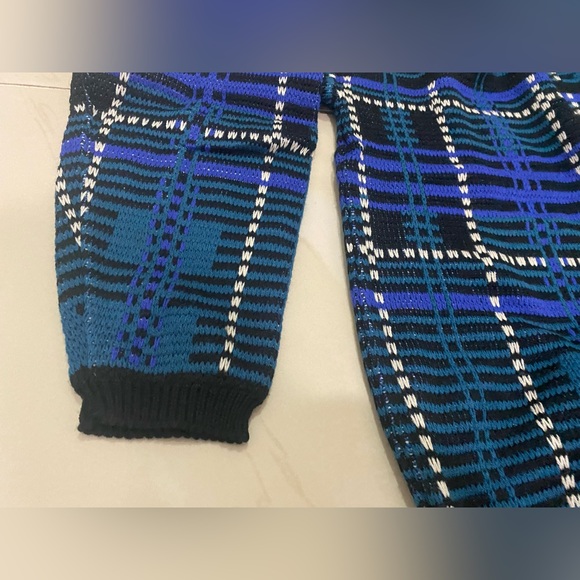 Vintage 90s Chunky Knit Sweater - Permit - Blue Striped - Size MEDIUM - Picture 4 of 5